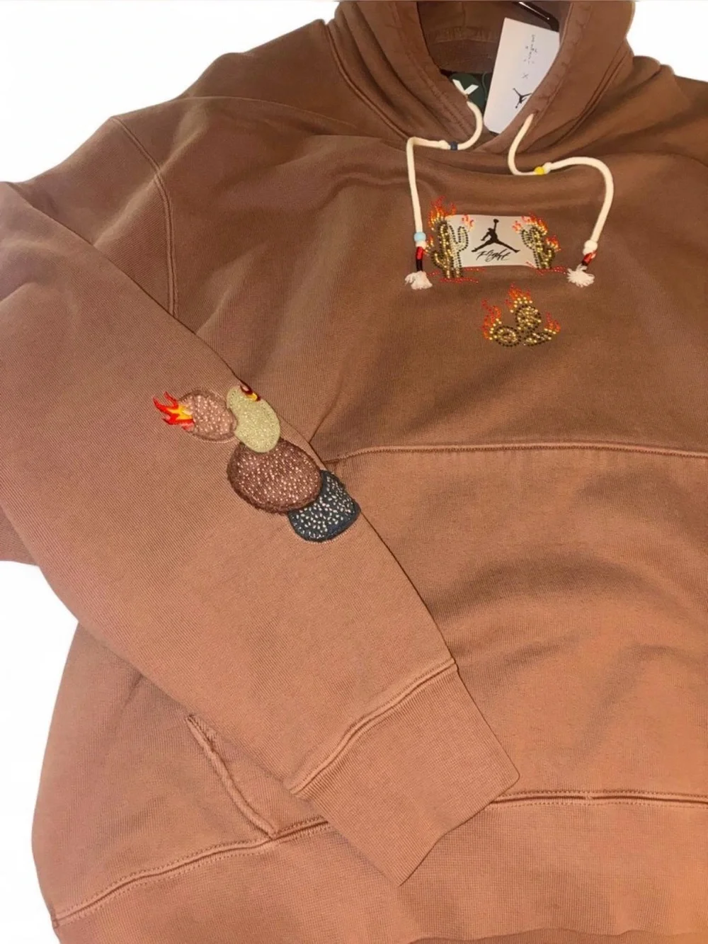 Jordan x cactus Jack Brown Embroidered Cactus Hoodie - Men